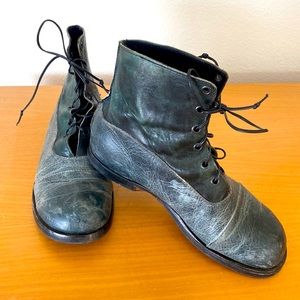 Cydwoq Hand Made Leather Teal/Gray Lace Up Ankle Boots 37/7